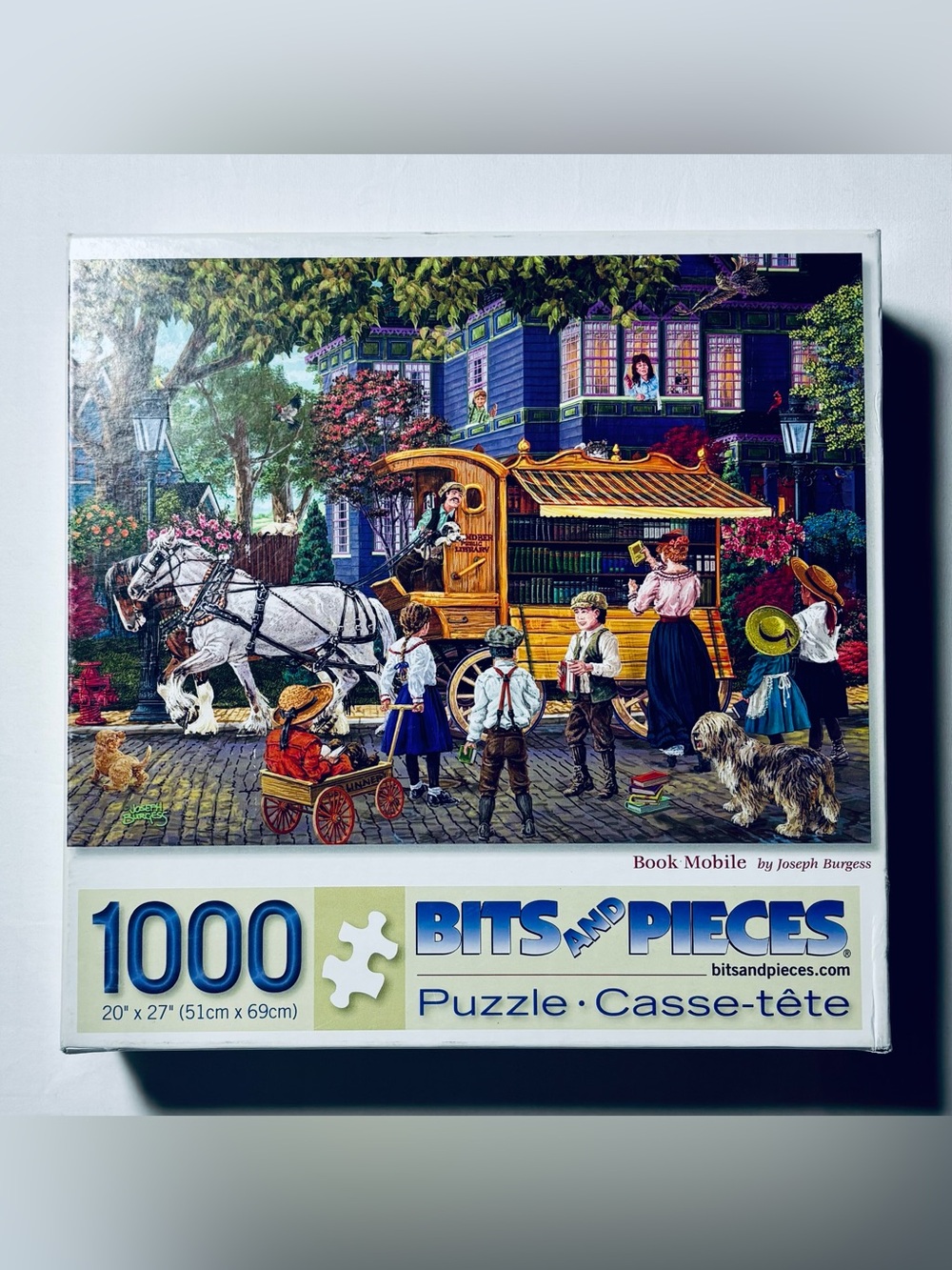 Bits and Pieces 1000 Piece Puzzle "Book Mobile" "Lou's Filling Station" COMPLETE